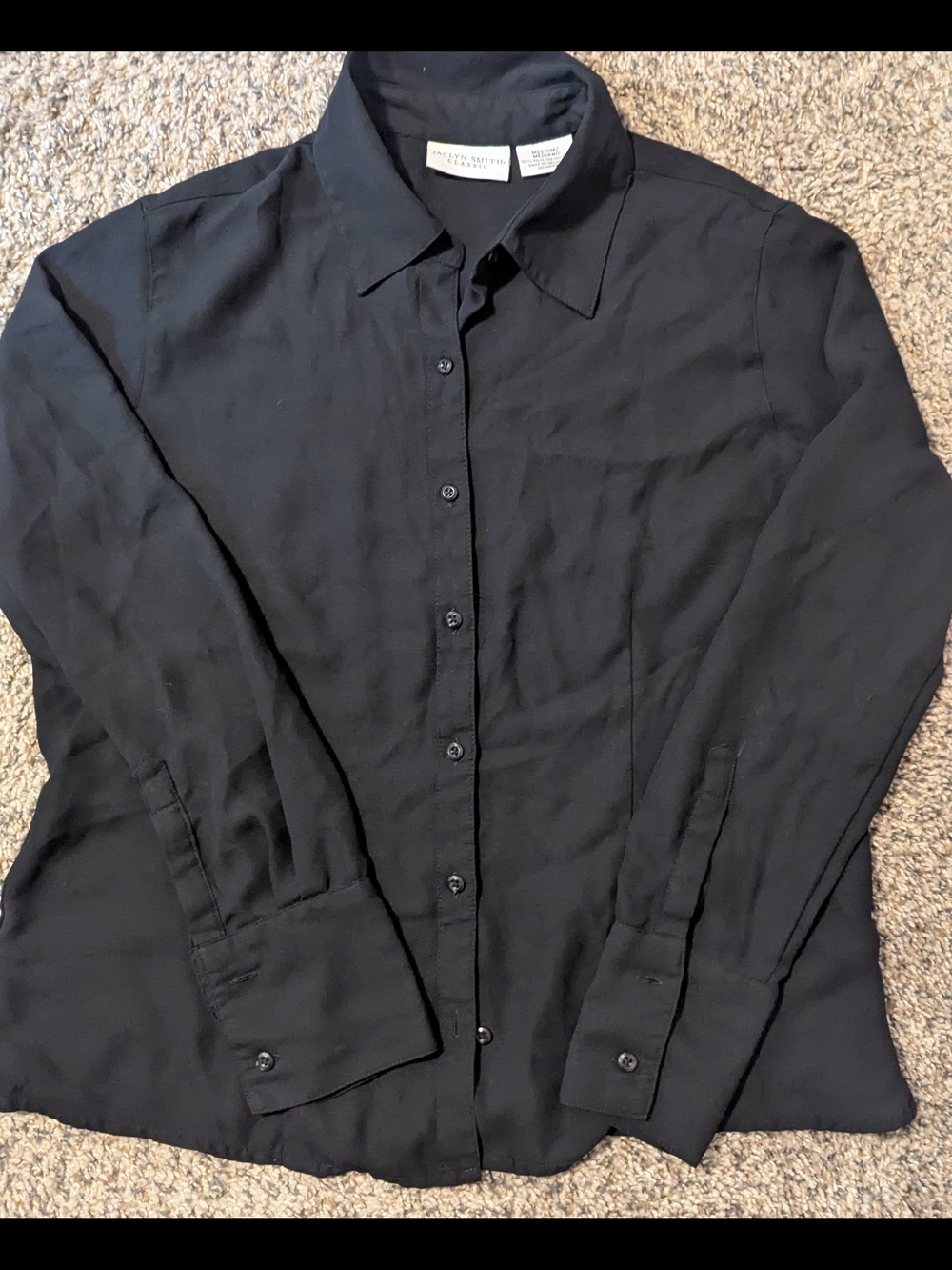 Jaclyn Smith Black Button-Front Relaxed Blouse